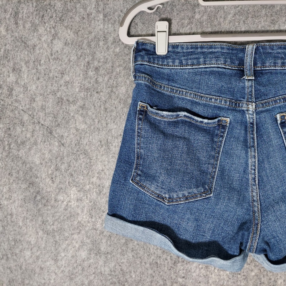 Old Navy OG Straight High-Rise Denim Jean Shorts Womens 8 Blue Distressed Cuffed - Picture 7 of 9